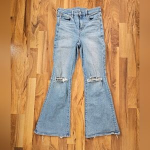 American Eagle Outfitters Light Blue Distressed Flare Jeans